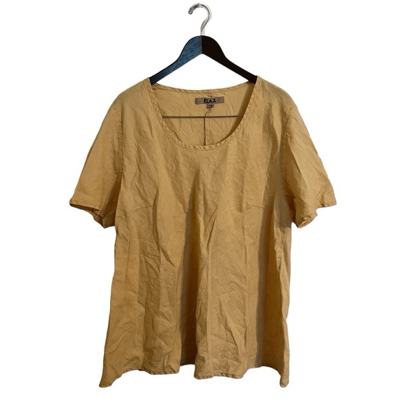 Flax Tops - Flax Short Sleeve Shirt in Yellow Size 1G